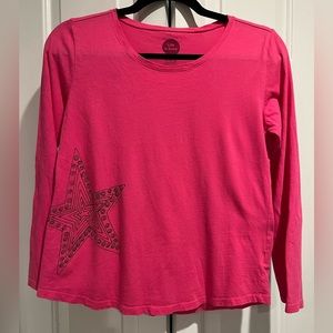 LIFE IS GOOD 💗 Hot Pink - Doodle Star , Long Sleeve , Crewneck Shirt
